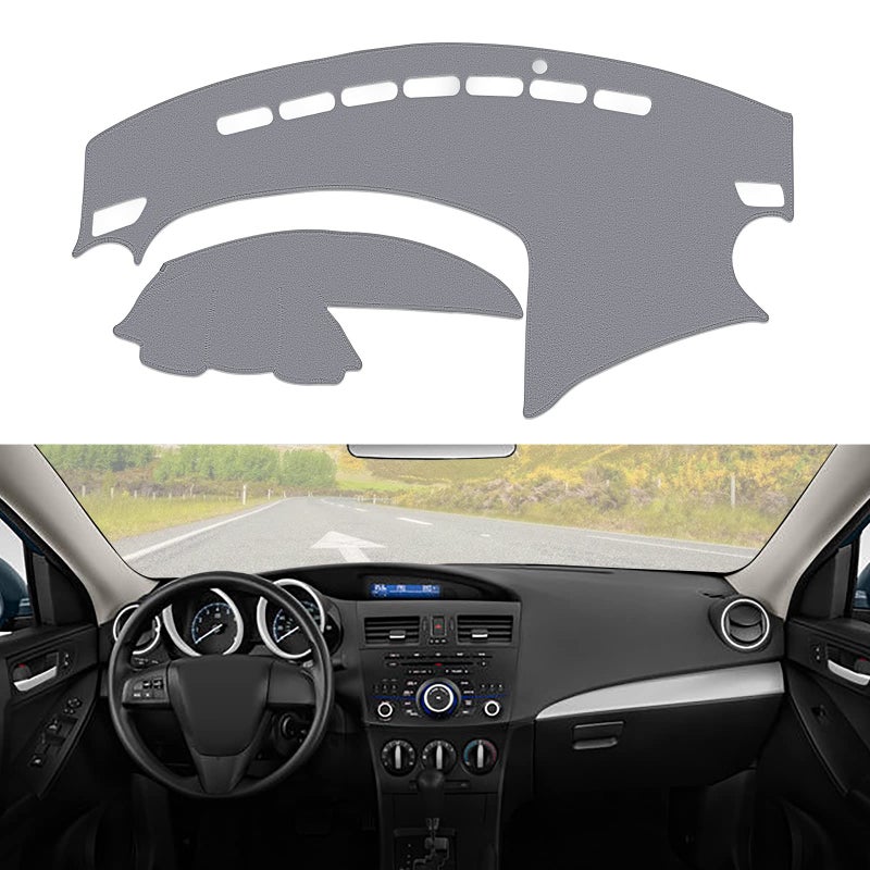 BERKSYDE سجادة غطاء لوحة القيادة من BERKSYDE متوافقة مع 2010-2013 Mazda 3 سيدان/هاتشباك/MazdaSpeed ​​3 (رمادي) - Image 1